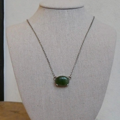 Choose Your Prong Pendant - Sterling Silver - Nephrite - Sunstone - Kunzite - Amazonite