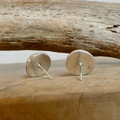 Mother Of Pearl Posts - 10mm stone - White Nacre Stud Earrings - Sterling Silver