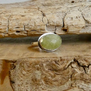 Green Garnet Stacker Ring - Sterling Silver - East West Ring