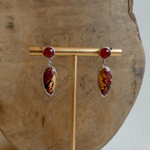 Red Creek Jasper and Carnelian Post Drop Earrings - Choose Your Pair - Sterling Silver