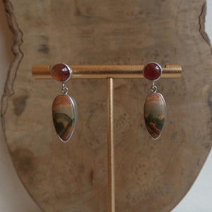 Red Creek Jasper and Carnelian Post Drop Earrings - Choose Your Pair - Sterling Silver