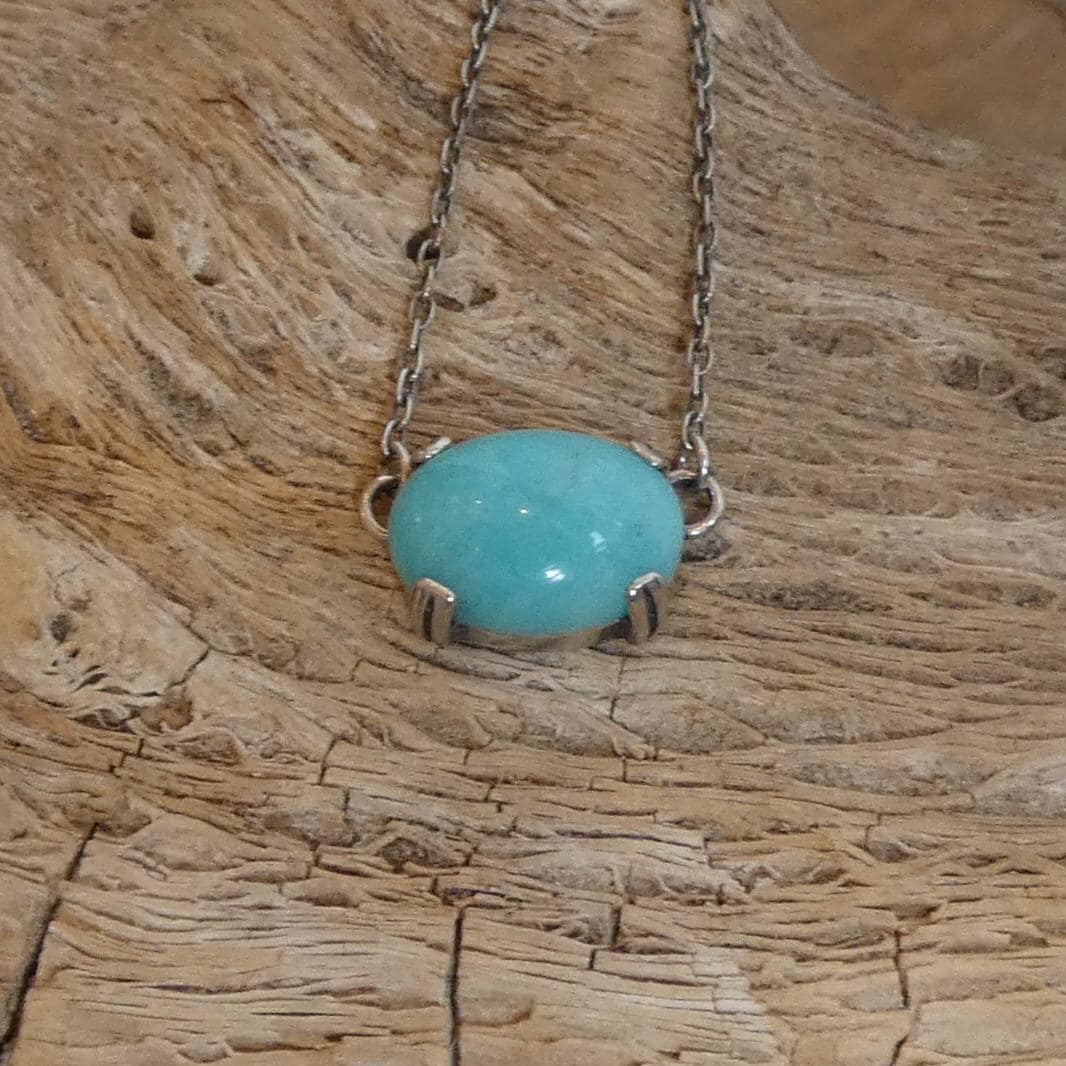 Choose Your Prong Pendant - Sterling Silver - Nephrite - Sunstone - Kunzite - Amazonite