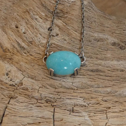 Choose Your Prong Pendant - Sterling Silver - Nephrite - Sunstone - Kunzite - Amazonite