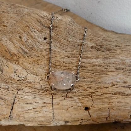 Choose Your Prong Pendant - Sterling Silver - Nephrite - Sunstone - Kunzite - Amazonite