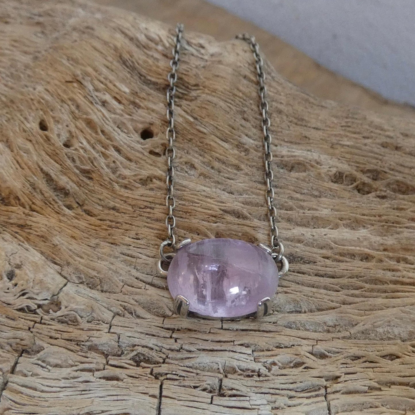 Choose Your Prong Pendant - Sterling Silver - Nephrite - Sunstone - Kunzite - Amazonite