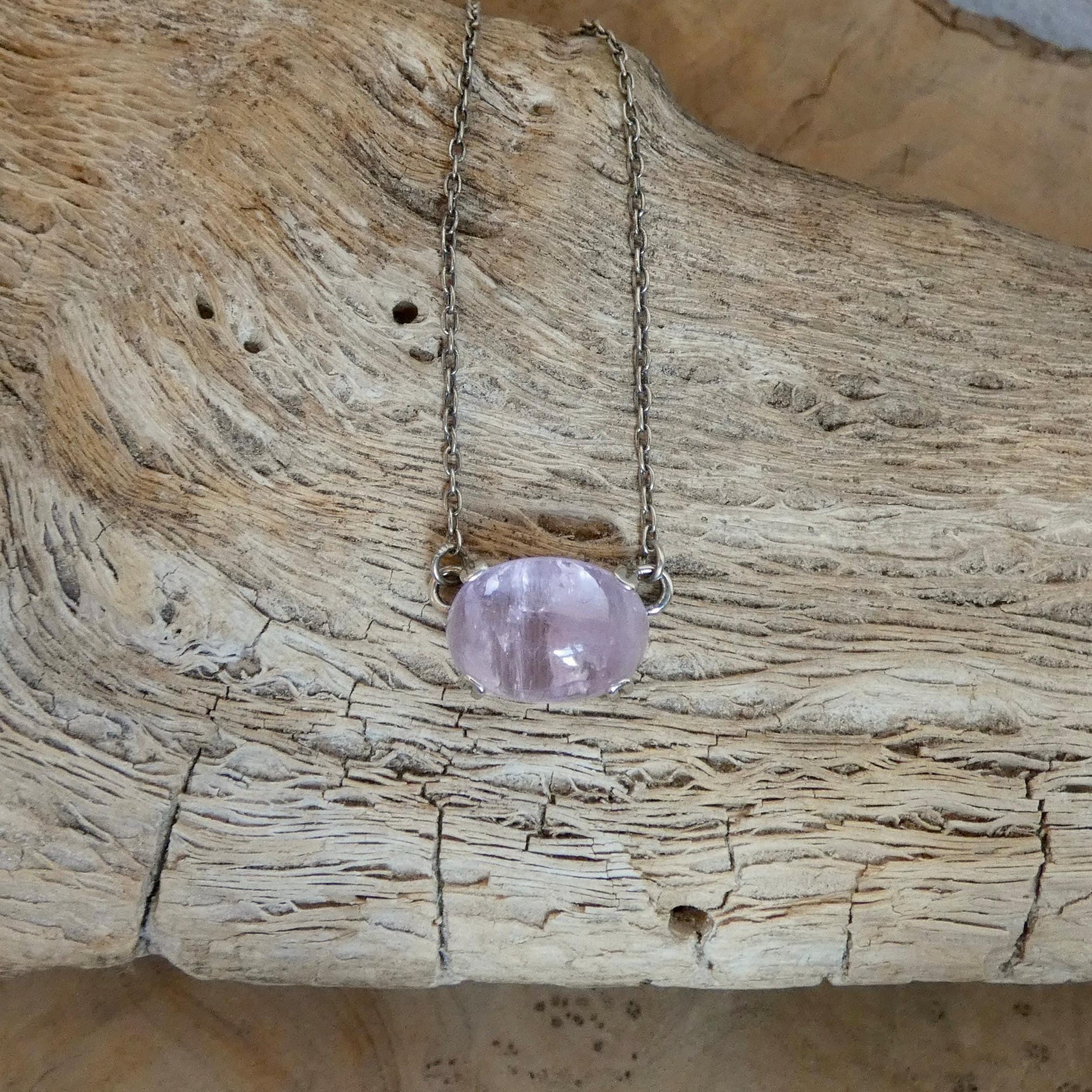 Choose Your Prong Pendant - Sterling Silver - Nephrite - Sunstone - Kunzite - Amazonite