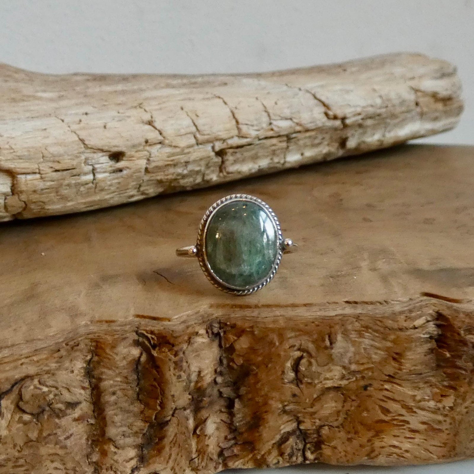 Green Kyanite Sterling Silver Ring – Handmade Silversmith Design