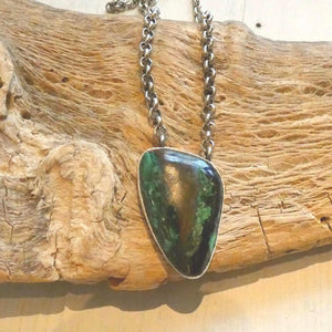 Azurite Malachite Pendant Necklace - Chunky Sterling Silver - Choose your Men's Necklace