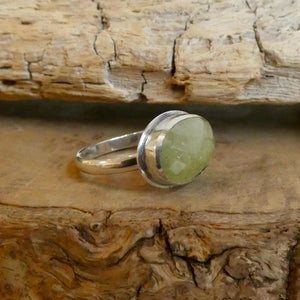 Green Garnet Stacker Ring - Sterling Silver - East West Ring