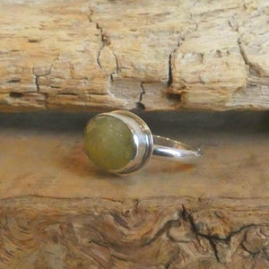 Green Garnet Stacker Ring - Sterling Silver - East West Ring