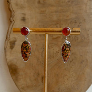 Red Creek Jasper and Carnelian Post Drop Earrings - Choose Your Pair - Sterling Silver