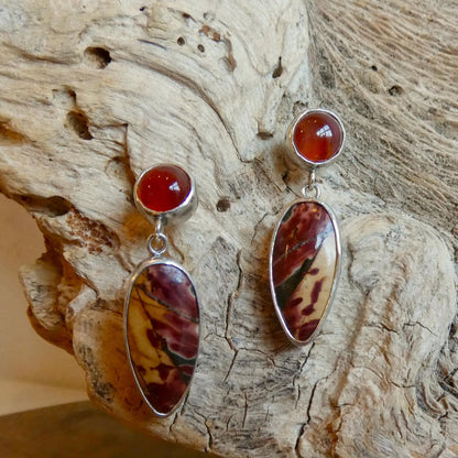 Red Creek Jasper and Carnelian Drop Earrings | Sterling Silver | Choose Your Pair