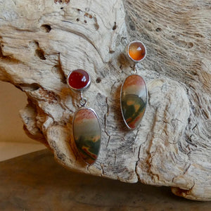 Red Creek Jasper and Carnelian Post Drop Earrings - Choose Your Pair - Sterling Silver