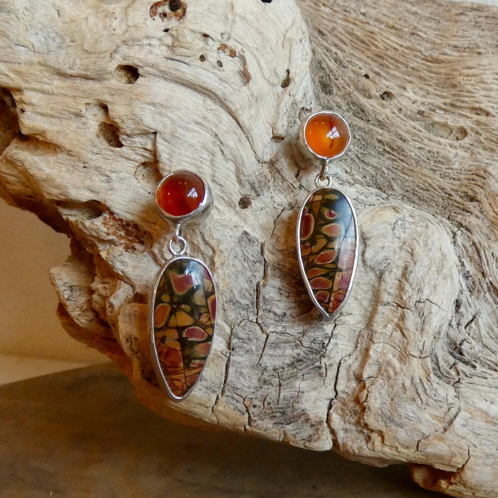 Ready to Ship - Red Creek Jasper Earrings - .925 Sterling Silver Ring - Silversmith - Jasper Drop Earrings