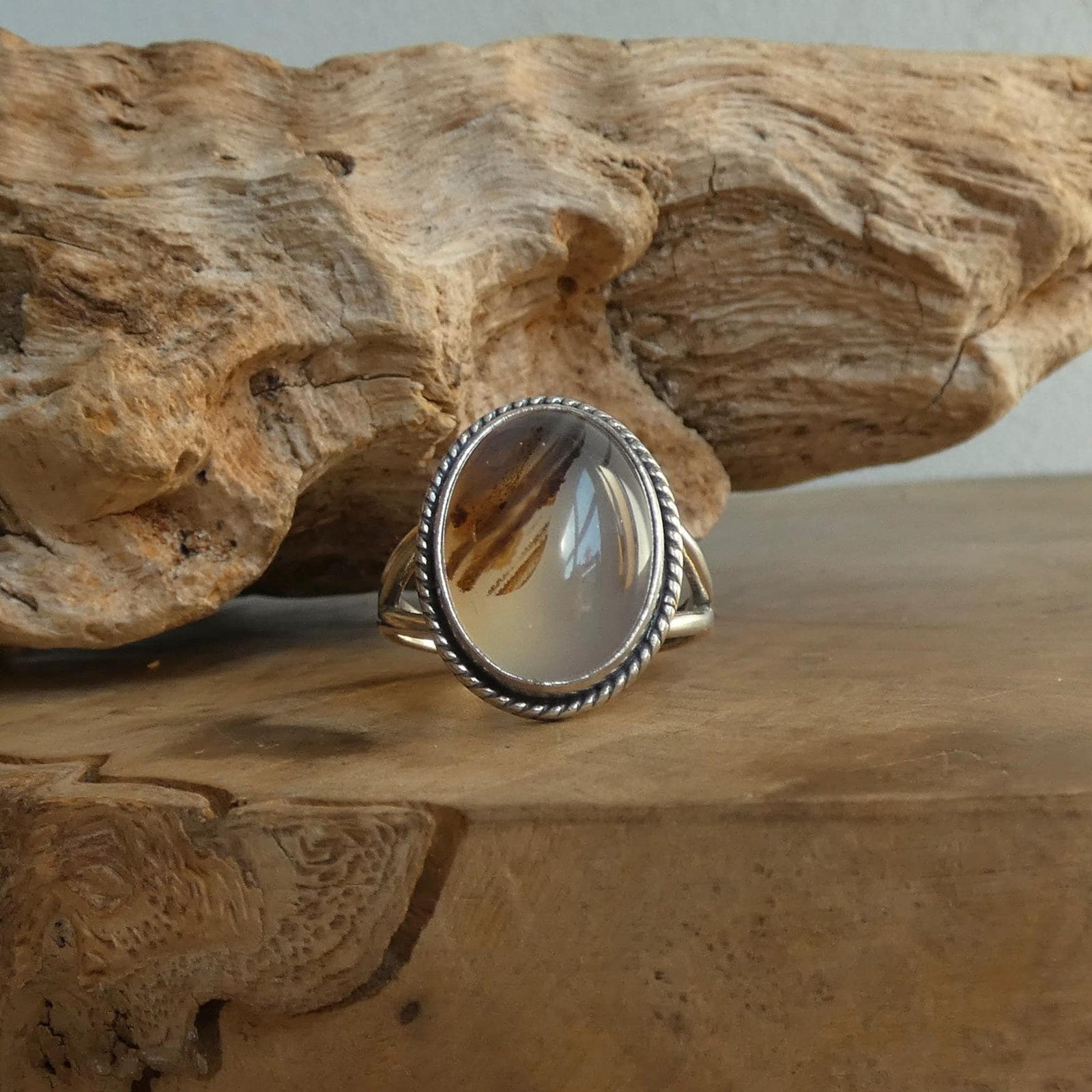 Montana Agate Boho Ring - Size 8 - .925 Sterling Silver