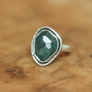 Green Moss Agate Boho Ring - Choose Your Stone - Sterling Silver