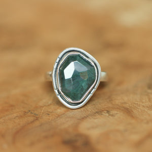 Green Moss Agate Boho Ring - Choose Your Stone - Sterling Silver