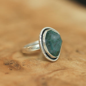 Green Moss Agate Boho Ring - Choose Your Stone - Sterling Silver