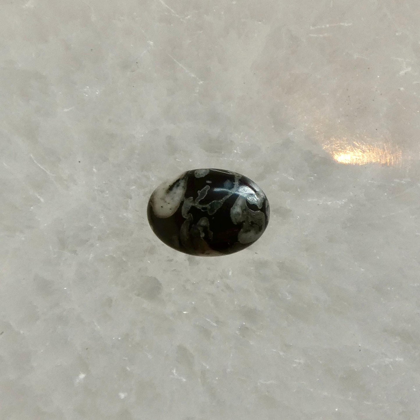 Sterling Silver Fossil Jasper Ring – East West Oval Stone