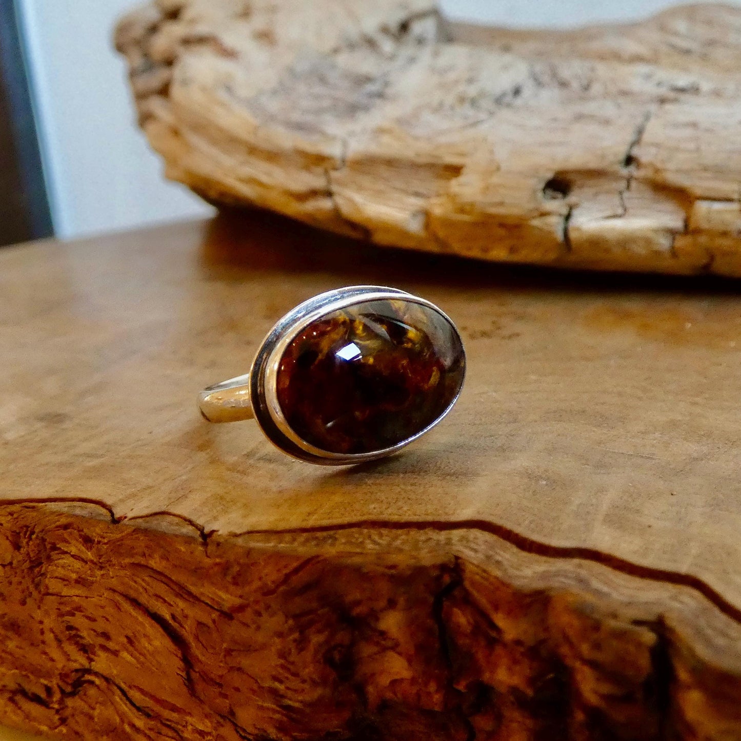 Sterling Silver Pietersite Ring – East West Oval Stone - Choose Your Stone