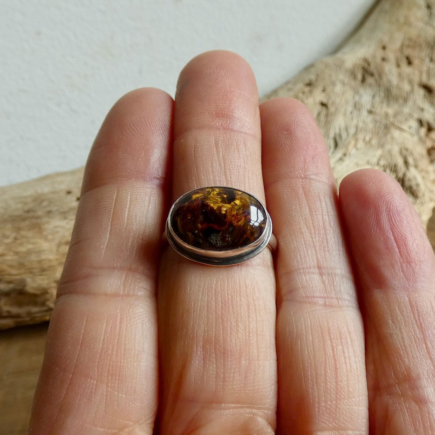 Sterling Silver Pietersite Ring – East West Oval Stone - Choose Your Stone