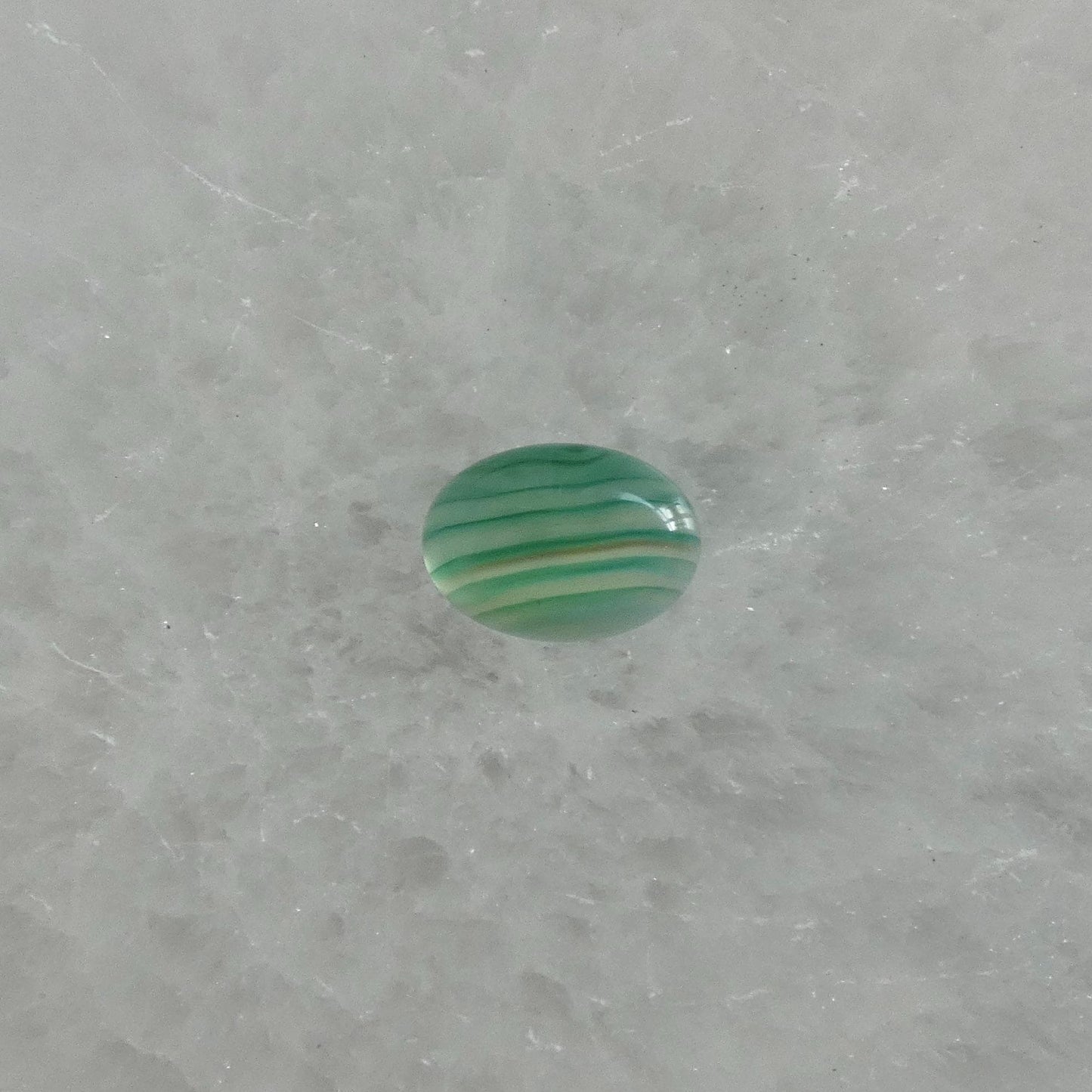 CUSTOM Banded Green Agate East-West oval Ring - Sterling Silver