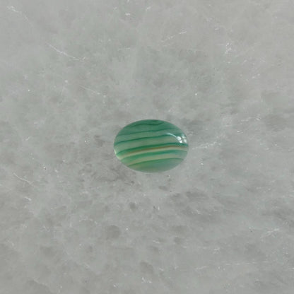CUSTOM Banded Green Agate East-West oval Ring - Sterling Silver