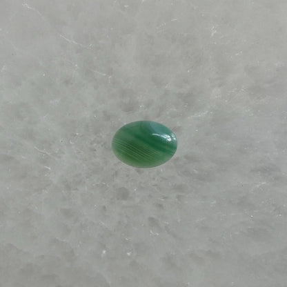 CUSTOM Banded Green Agate East-West oval Ring - Sterling Silver