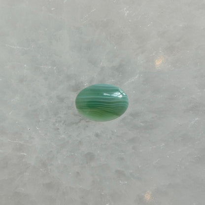 CUSTOM Banded Green Agate East-West oval Ring - Sterling Silver