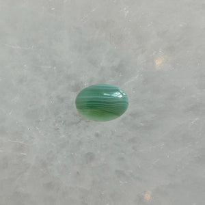 Banded Green Agate East-West oval Ring - Sterling Silver