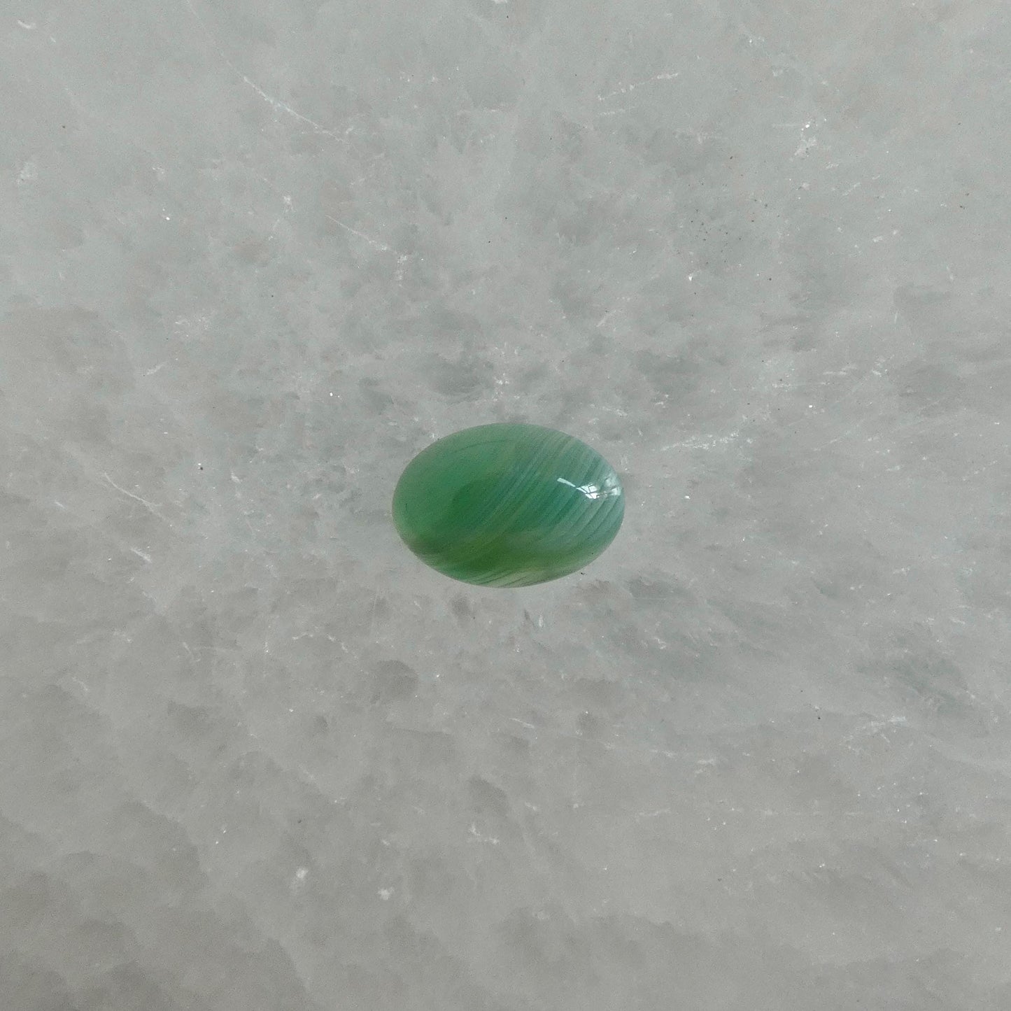 CUSTOM Banded Green Agate East-West oval Ring - Sterling Silver