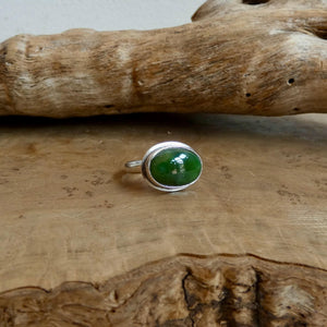 Nephrite Jade Ring - Green East West Oval Ring - Size 7