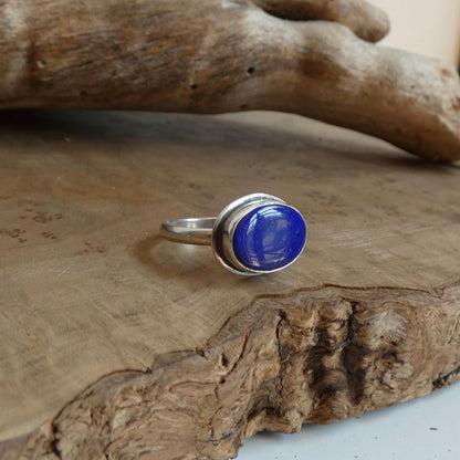 Lapis Lazuli Ring - .925 Sterling Silver - East West Oval Ring
