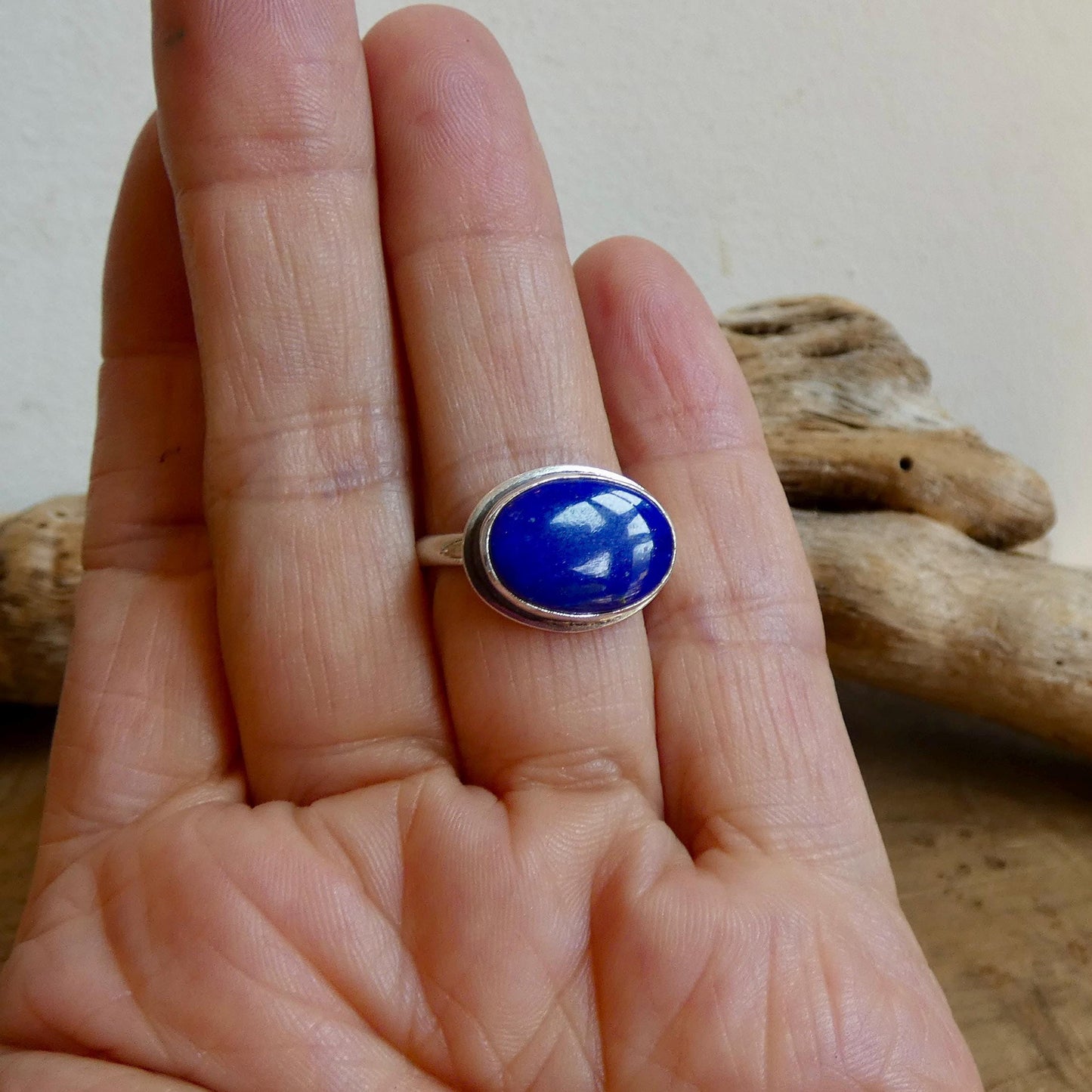 Lapis Lazuli Ring - .925 Sterling Silver - East West Oval Ring