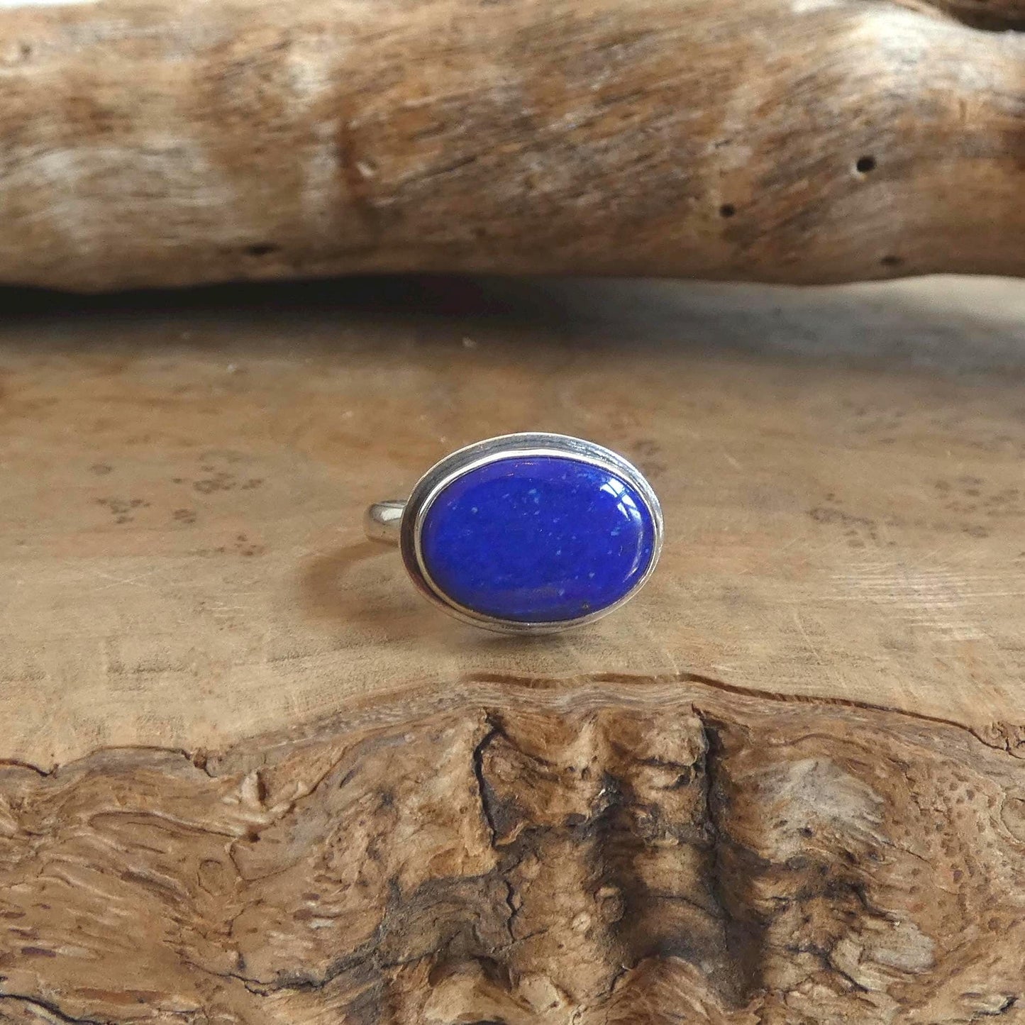 Lapis Lazuli Ring - .925 Sterling Silver - East West Oval Ring