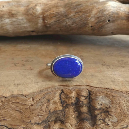 Lapis Lazuli Ring - .925 Sterling Silver - East West Oval Ring