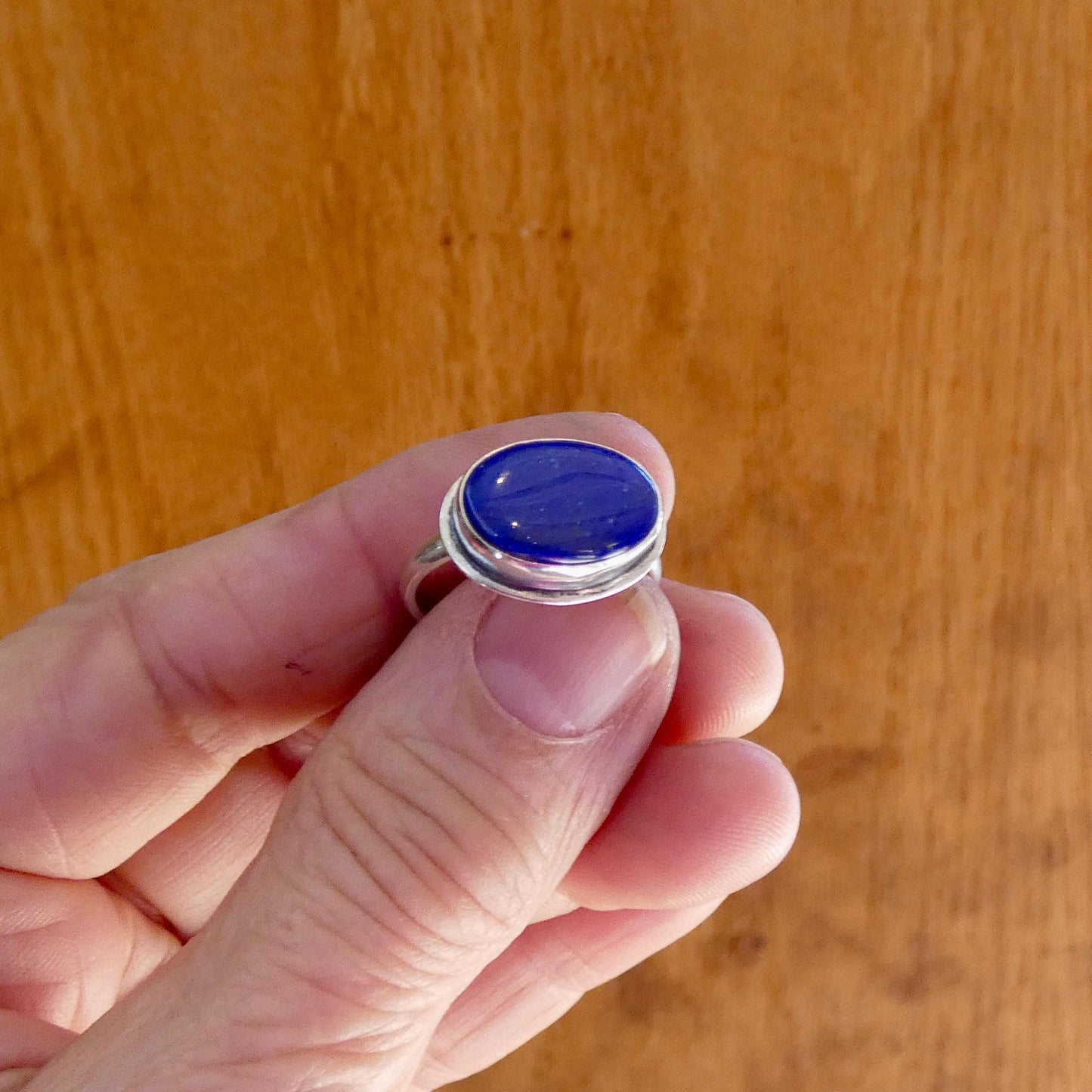 Lapis Lazuli Ring - .925 Sterling Silver - East West Oval Ring
