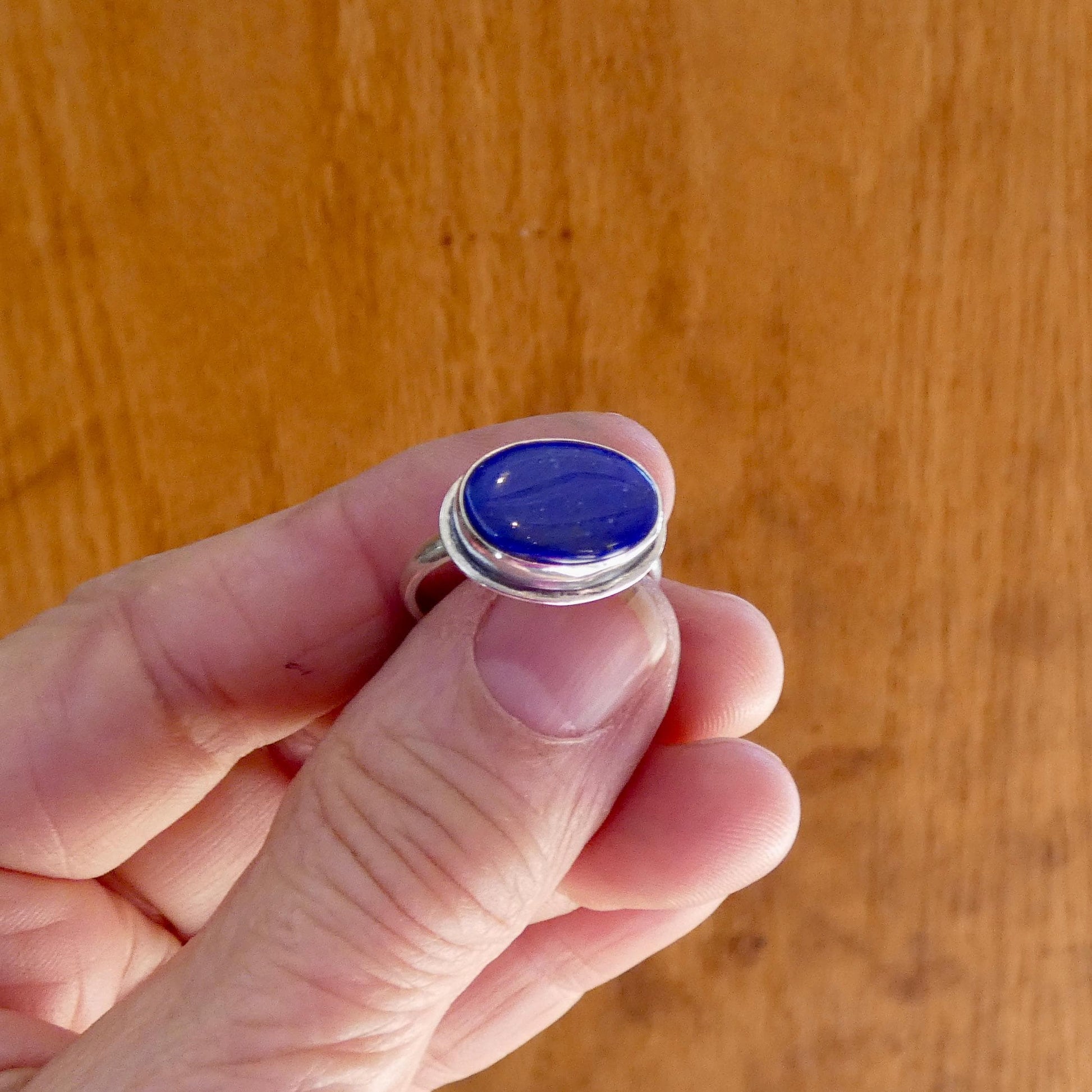 Lapis Lazuli Ring - .925 Sterling Silver - East West Oval Ring