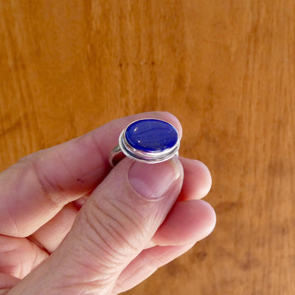 Lapis Lazuli Ring - .925 Sterling Silver - East West Oval Ring