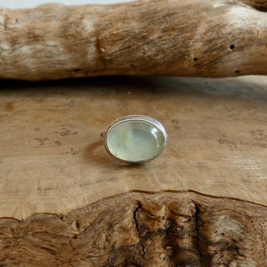 Green Prehnite Quartz East West Oval Ring - Silversmith Ring