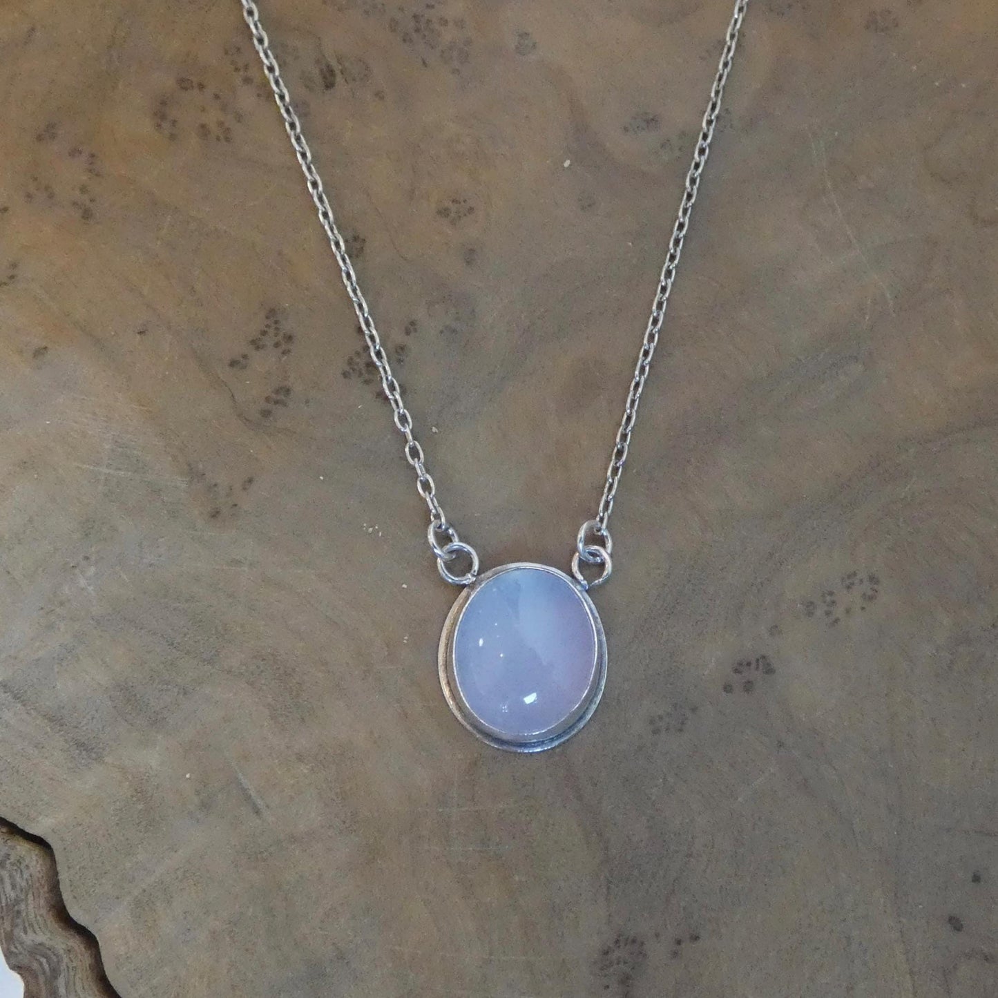 Natural Blue Chalcedony Pendant - Silversmith - Includes Sterling Silver chain