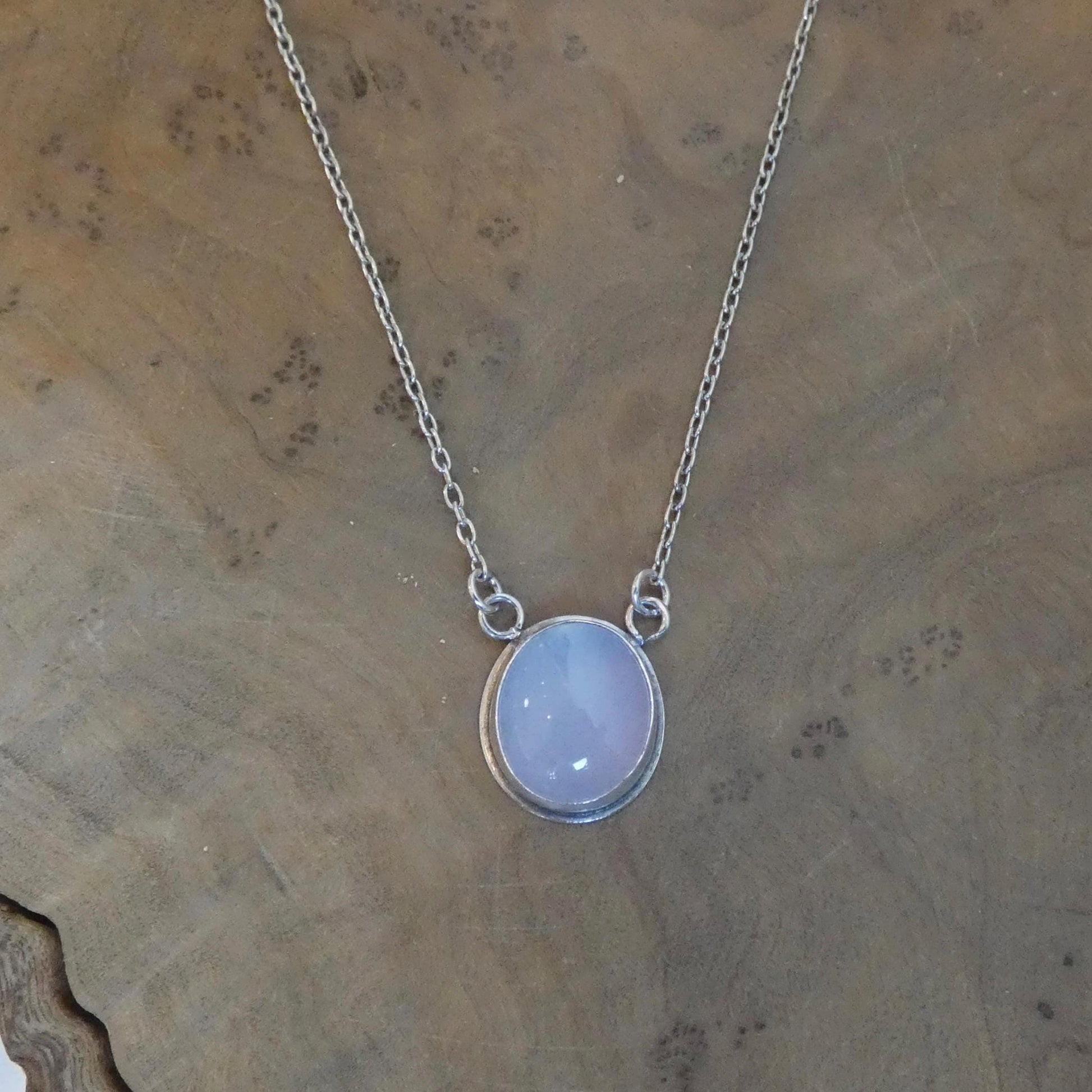 Natural Blue Chalcedony Pendant - Silversmith - Includes Sterling Silver chain