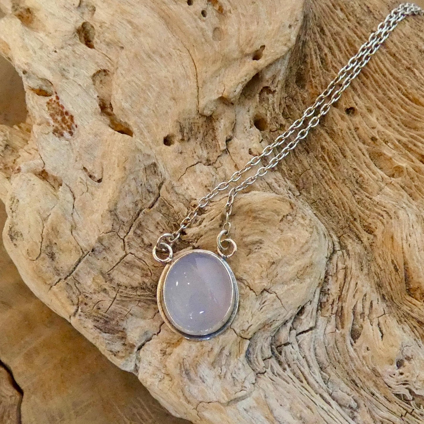 Natural Blue Chalcedony Pendant - Silversmith - Includes Sterling Silver chain