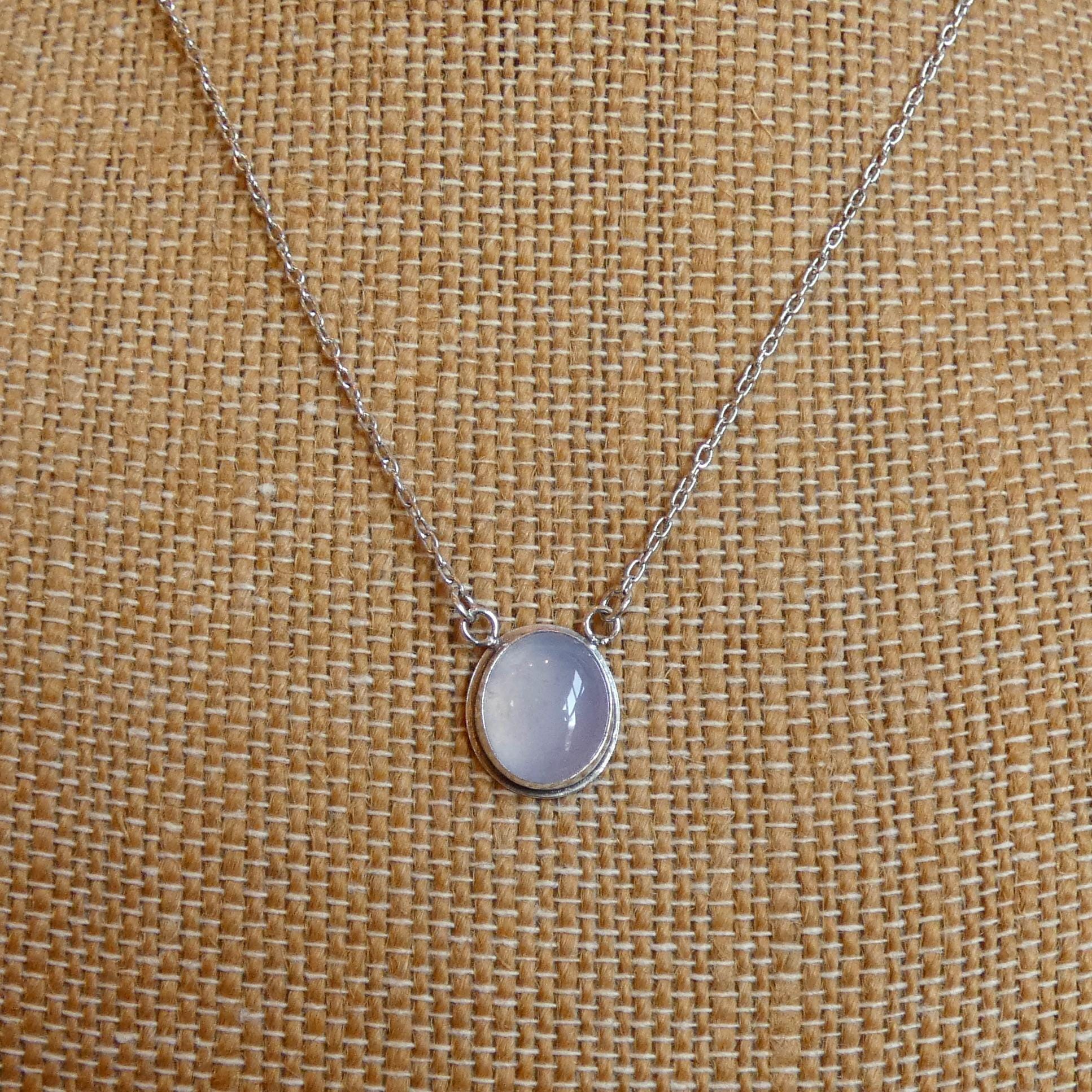 Natural Blue Chalcedony Pendant - Silversmith - Includes Sterling Silver chain