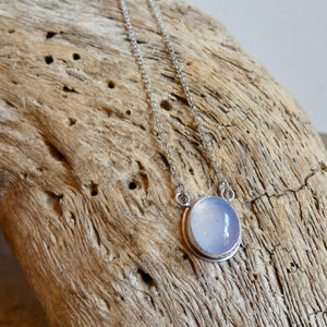 Natural Blue Chalcedony Pendant - Silversmith - Includes Sterling Silver chain