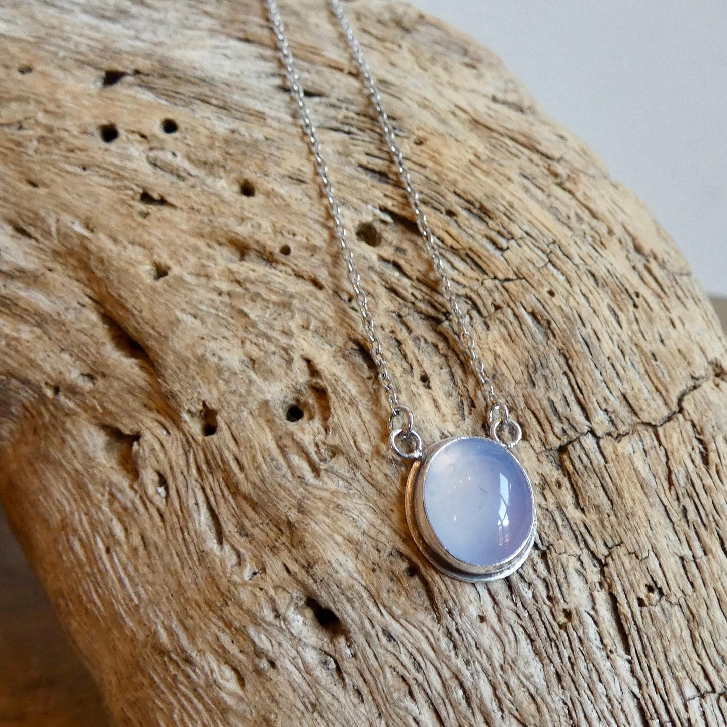 Natural Blue Chalcedony Pendant - Silversmith - Includes Sterling Silver chain