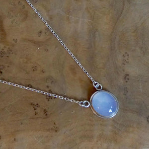 Natural Blue Chalcedony Pendant - Silversmith - Includes Sterling Silver chain