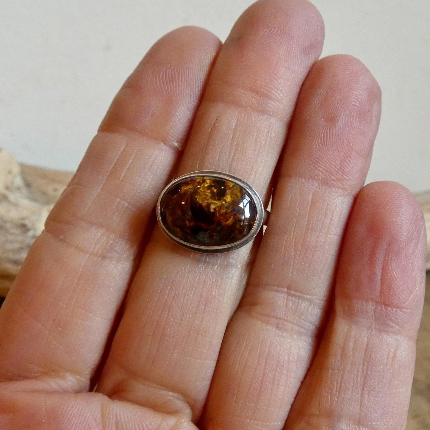 Sterling Silver Pietersite Ring – East West Oval Stone - Choose Your Stone
