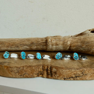 Sterling Silver White Buffalo and Kingman Turquoise Drop Earrings – Choose Your Pair
