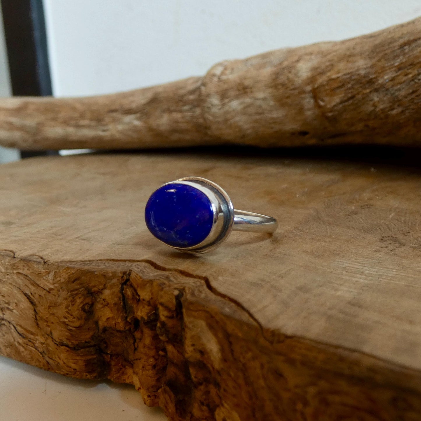Lapis Lazuli Ring - .925 Sterling Silver - East West Oval Ring